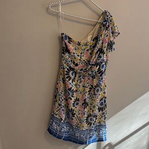 MM Couture by Miss Me Dress Medium One Shoulder Floral Asymmetrical Geometric M